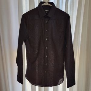 Black paisley Express XS extra slim men's dress shirt